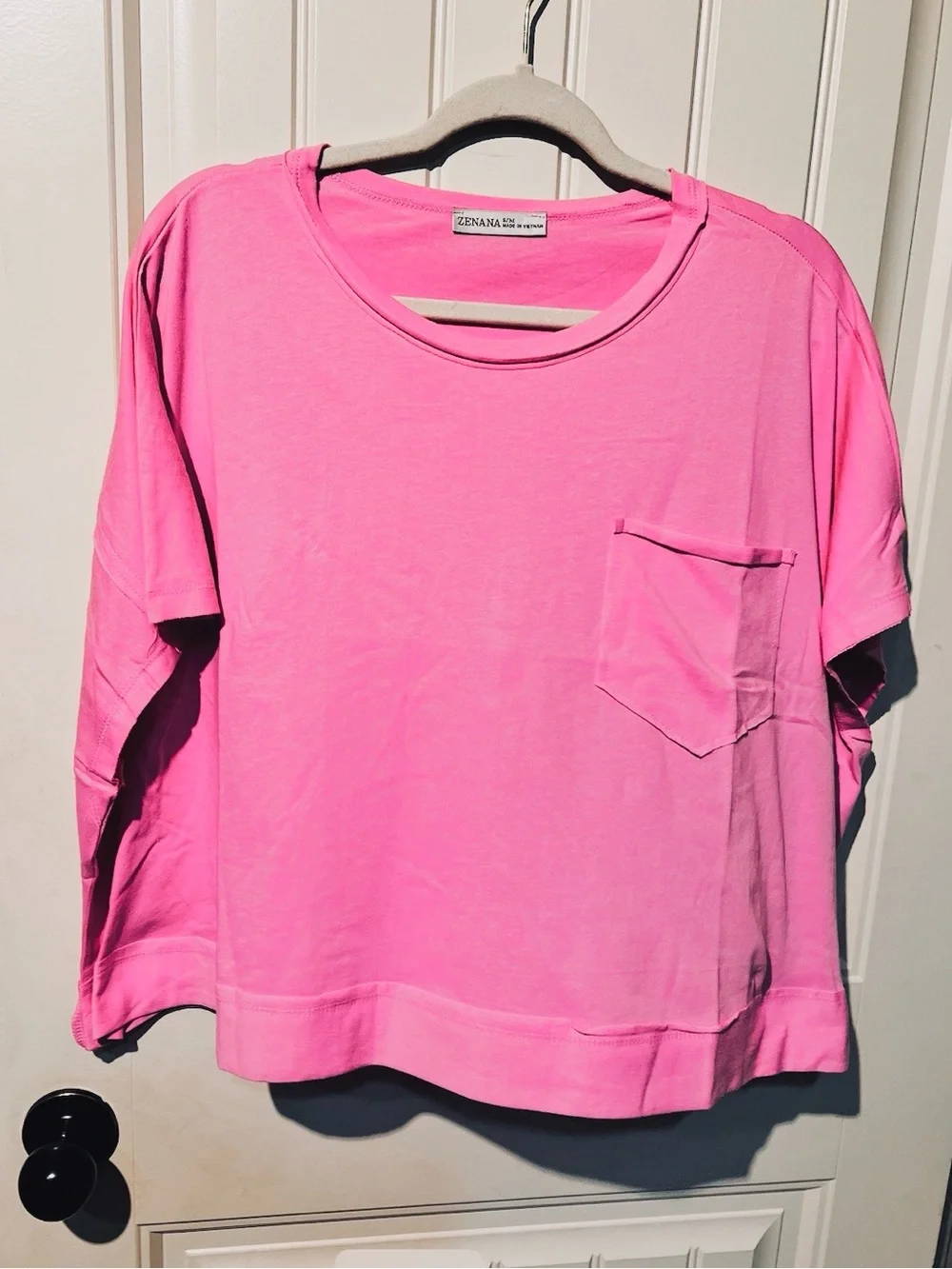 Zenana Light Pink Crop Boxy T-Shirt - Women Tops - Picture 3 of 6